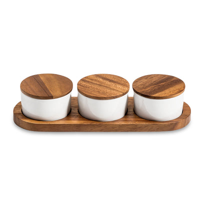 3 Ceramic Condiment Cups with Lids