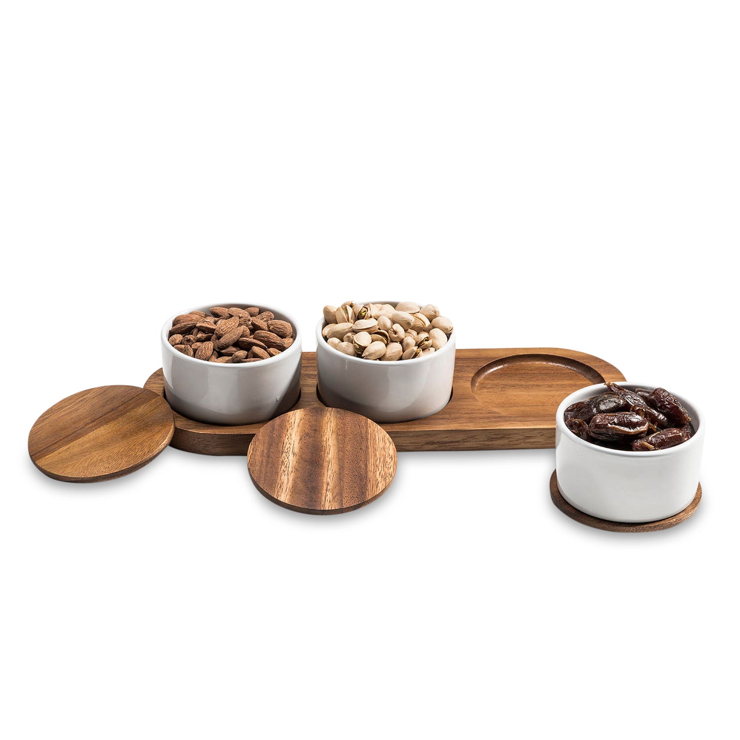 3 Ceramic Condiment Cups with Lids