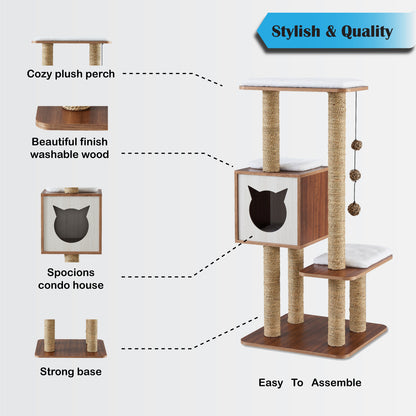 Cute Cat Condo Tree with Scratching Posts